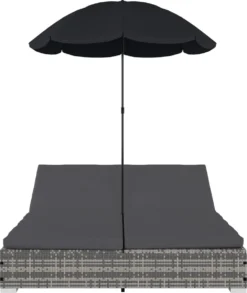 Prolenta Premium - Loungebed Met Parasol Poly Rattan Grijs -Tuinmeubelen 1011x1200