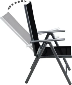 Tuinset 4 + 1 Klapstoelen Tuintafel – Aluminium 80x80cm - Grijs -Tuinmeubelen 1015x1200 1