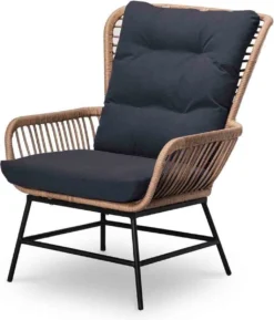 BUITEN Living Dex Wicker Loungestoel Tuin | Wicker + Aluminium | Bamboe Antraciet -Tuinmeubelen 1025x1200 2