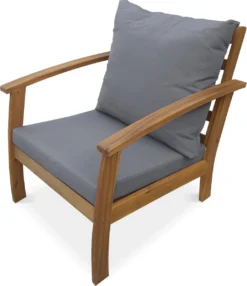 Houten Loungeset 4 Plaatsen - Ushuaïa - Grijs Kussens, Bank, Fauteuils En Lage Tafel Van Acacia, Design -Tuinmeubelen 1036x1200 1