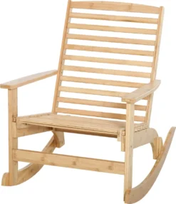 Outsunny Tuin Schommelstoel, Relaxstoel, Tuinstoel, Bamboe Multiplex Naturel 84A-171 -Tuinmeubelen 1037x1200