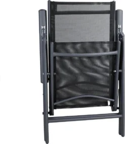 Tuinset 4 + 1 Klapstoelen Tuintafel – Aluminium 80x80cm - Grijs -Tuinmeubelen 1049x1200