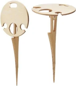 Merkloos Opvouwbare Wijntafel - Picknicktafel - Wijn Bijzettafel - Mannen Gadget - Vrouwen Cadeautjes - Moederdag Cadeautje - Bijzettafel Rond - Hout -Tuinmeubelen 1062x1200 1