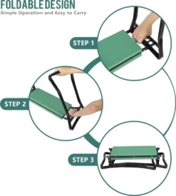 Uten - Kniebankje Tuin - Knie Steun - Tuinkruk Inklapbaar - Kniesteun Tuinieren - Kniekussen - Tot 150 Kg - Groen -Tuinmeubelen 1078x1200