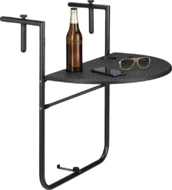 Relaxdays Balkontafel Inklapbaar, Balkon Tafel Rotan, Hangtafel Reling - Zwart -Tuinmeubelen 1080x1200 2