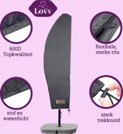 Parasolhoes Voor Zweefparasol–Waterdicht-met Rits En Stok-Superieure Kwaliteit-280cm X 81cm -Tuinmeubelen 1102x1200 1