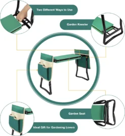 Uten - Kniebankje Tuin - Knie Steun - Tuinkruk Inklapbaar - Kniesteun Tuinieren - Kniekussen - Tot 150 Kg - Groen -Tuinmeubelen 1104x1200