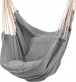 RENALUX Hangstoel Buiten En Binnen - Hangstoel Voor Binnen - Hangstoel Zonder Standaard - Hangstoel Cocoon - Gratis 2 Zachte Kussens - 150 KG - Grijs -Tuinmeubelen 1107x1200