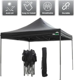 MaxxGarden Easy-up Partytent - 3x3m - Standaard - Waterdicht - Opvouwbaar - Inclusief Draagtas - Zwart -Tuinmeubelen 1109x1200 1
