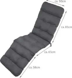 Beautissu Deckchair Kussen 200x50x8 Cm - Ligstoelkussen Antraciet - Matraskussen Voor Hangmatten En Tuin-/terrasstoelen - Flair DC -Tuinmeubelen 1112x1200