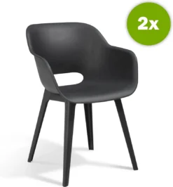 Allibert Akola Tuinstoelen - 2 Stuks -56,5x55x80cm - Donkergrijs -Tuinmeubelen 1115x1200 3