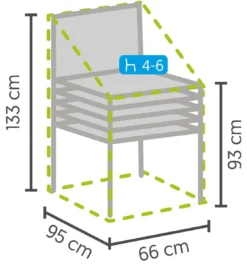 Weersbestendige Beschermhoes Stoel (4 Tot 6 Stapelstoelen) | 66 X 95 X 133/93 Cm (L) | Premium | Waterproof | TÜV Rheinland Gecertificeerd | Hoes Voor Tuin | Waterdicht | Solution Dyed (verkleuring Onmogelijk) | Grijs / Antraciet -Tuinmeubelen 1119x1200