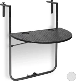 Relaxdays Balkontafel Inklapbaar, Balkon Tafel Rotan, Hangtafel Reling - Zwart -Tuinmeubelen 1123x1200 1