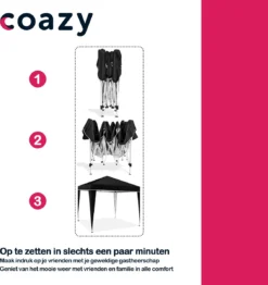 Coazy Waterdichte Partytent 3x3 Meter Opvouwbaar - Paviljoen - Easy Up - Pop-up Tent Met Haringen, Touw En Anti Slip Poten - Waterdicht - Partytenten Weerbestendig -Tuinmeubelen 1131x1200 2