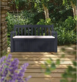 Keter Eden Garden Bench Opbergbank - 265L - 140x60x84cm - Zwart/Grijs -Tuinmeubelen 1132x1200 2