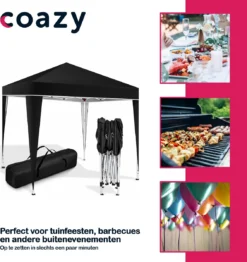 Coazy Waterdichte Partytent 3x3 Meter Opvouwbaar - Paviljoen - Easy Up - Pop-up Tent Met Haringen, Touw En Anti Slip Poten - Waterdicht - Partytenten Weerbestendig -Tuinmeubelen 1132x1200