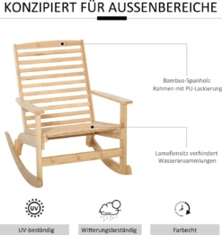 Outsunny Tuin Schommelstoel, Relaxstoel, Tuinstoel, Bamboe Multiplex Naturel 84A-171 -Tuinmeubelen 1134x1200
