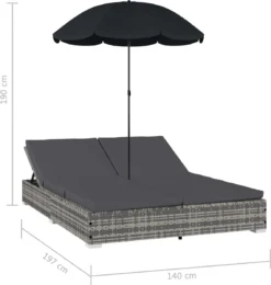 Prolenta Premium - Loungebed Met Parasol Poly Rattan Grijs -Tuinmeubelen 1139x1200 1