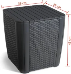 ALLIBERT Keter Luzon Opbergtafel - 39x39x43cm - Donkergrijs -Tuinmeubelen 1144x1200 3