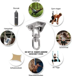 Ophangsysteem - Plafondhaak RVS - Ophanghaak TRX - Hangstoel Buiten - Hangstoel Binnen – Schommelstoel - Schommel - Bokszakken - RVS - 300kg 11 Ophangsysteem - Plafondhaak RVS - Ophanghaak TRX - Hangstoel Buiten - Hangstoel Binnen – Schommelstoel - Schommel - Bokszakken - RVS - 300kg -Tuinmeubelen 1146x1200 2