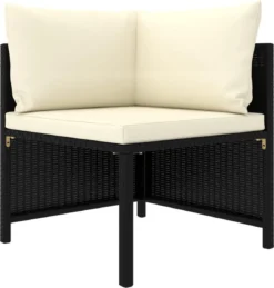 VidaXL 4-delige Loungeset Met Kussens Poly Rattan Zwart -Tuinmeubelen 1146x1200