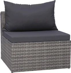 VidaXL 3-delige Loungeset Met Kussens Poly Rattan Grijs -Tuinmeubelen 1165x1200 3