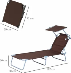 Outsunny Ligstoel Ligbank Voor Buiten Ligstoel Voor Op Het Strand Inklapbaar Met Zonnedak 3 Kleuren 84B-001 -Tuinmeubelen 1166x1200 3