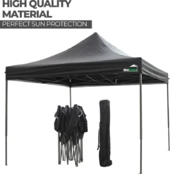 MaxxGarden Easy-up Partytent - 3x3m - Standaard - Waterdicht - Opvouwbaar - Inclusief Draagtas - Zwart -Tuinmeubelen 1173x1200