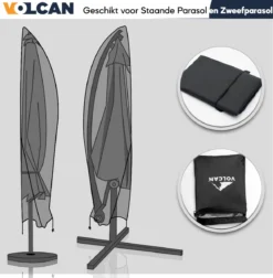 Volcan Parasolhoes Voor Zweefparasol - Tot 300cm - Waterdicht - Oxford 420D - Met Rits, Trekkoord En Stok - Zwart -Tuinmeubelen 1174x1200 1