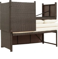 Teamson Home 3-Delig Hoek Loungeset - Tuinmeubelen - Tuinbank - Omvat Tafel En Kussens - Rotan - Bruin/Wit -Tuinmeubelen 1177x1200 4