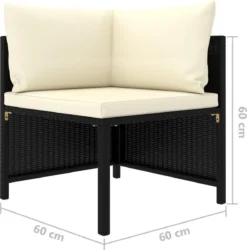 VidaXL 4-delige Loungeset Met Kussens Poly Rattan Zwart -Tuinmeubelen 1184x1200