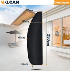 Volcan Parasolhoes Voor Zweefparasol - Tot 300cm - Waterdicht - Oxford 420D - Met Rits, Trekkoord En Stok - Zwart -Tuinmeubelen 1190x1200 5