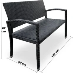 Casaria Polyrattan Tuinbank – 2 Zits UV-bestendig - Zwart -Tuinmeubelen 1190x1200 8