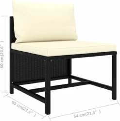VidaXL 4-delige Loungeset Met Kussens Poly Rattan Zwart -Tuinmeubelen 1194x1200