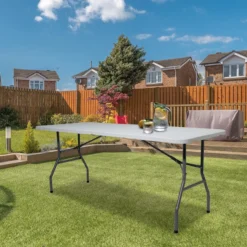 LifeGoods Klaptafel - Inklapbaar - 70x180cm - Verstelbare Vouwtafel - Weerbestendig - Wit -Tuinmeubelen 1198x1200 4