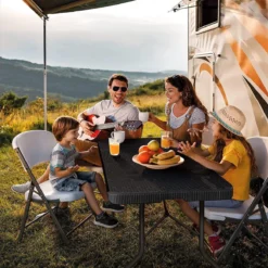 Lenx Klaptafel - Inklapbare Tafel - Opvouwbare Tuintafel - Vouwtafel - Inclusief Handvat En 2 Tafelkleden - 180x75x74cm - 6 Tot 8 Personen -Tuinmeubelen 1199x1200 4