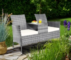 Casaria Polyrattan Tuinbank - Incl. Tafel & Kussens 7 Cm - Grijs -Tuinmeubelen 1200x1013 4