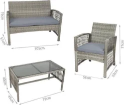Merkloos Tuin Loungeset Grijs / Bruin - Lounge Set Tuin - Relax Bank - Lounge Bank Tuin - Tuinbank - Loungebank - Tuinset/ Loungebank - Tuinset - Tuinstoel - Loungeset - Rattan Tuinmeubilair - Poly Rotan Tuinmeubelen - Grijs / Bruin -Tuinmeubelen 1200x1018 2