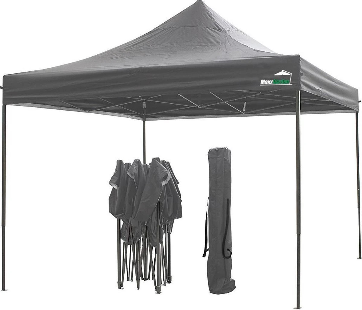 MaxxGarden Easy-up Partytent - 3x3m - Standaard - Waterdicht - Opvouwbaar - Inclusief Draagtas - Antraciet 1 MaxxGarden Easy-up Partytent - 3x3m - Standaard - Waterdicht - Opvouwbaar - Inclusief Draagtas - Antraciet