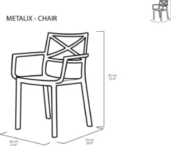 Keter Metalix Tuinstoelen - 4 Stuks - 53,3x60,2x81,3 Cm - Zwart -Tuinmeubelen 1200x1027