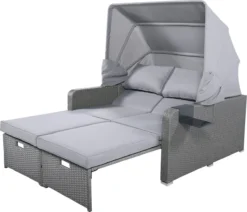 Polyrattan Patio Rieten Meubels Set Voor 2 Personen-Outdoor Rattan Sofa Set Met Intrekbare Luifel-lounge Bank-PE Rotan Loveseat Voor Achtertuin Veranda Tuin Zwembad Balkon-grijs -Tuinmeubelen 1200x1032 1