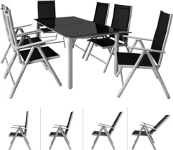 Casaria Alumunium Tuinset Bern - 6 Stoelen + 1 Tafel – Zilver -Tuinmeubelen 1200x1039 1