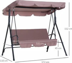Outsunny Hollywoodschommel 3-zits Tuinschommel Schommelbank Met Dak 3 Kleuren 84A-054 -Tuinmeubelen 1200x1055 4