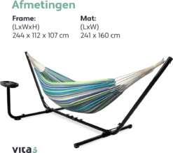 Vita5 Hangmat Met Standaard – 2 Persoons – Incl. Bekerhouder – 205kg Draaggewicht – Groen/Blauw 19 Vita5 Hangmat Met Standaard – 2 Persoons – Incl. Bekerhouder – 205kg Draaggewicht – Groen/Blauw -Tuinmeubelen 1200x1063 1