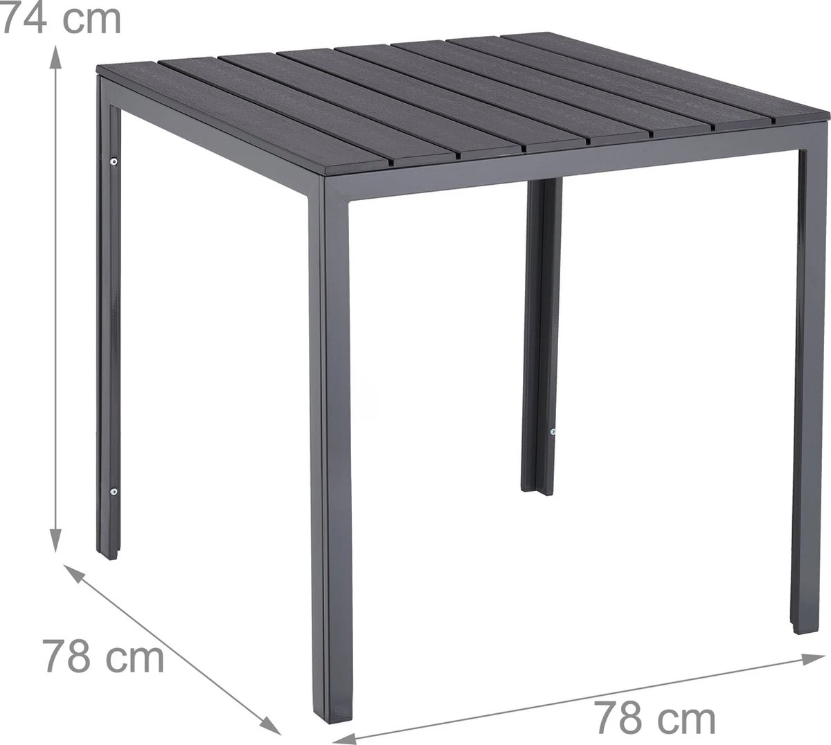 Relaxdays Tuintafel Vierkant - Grijze Buitentafel - Eettafel Tuin - Moderne Balkontafel 8 Relaxdays Tuintafel Vierkant - Grijze Buitentafel - Eettafel Tuin - Moderne Balkontafel - Afbeelding 8