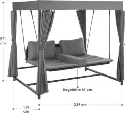 Schommelbank / Ligbank Kassandra - Donkergrijs -Tuinmeubelen 1200x1081 2