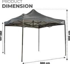 MaxxGarden Easy-up Partytent - 3x3m - Standaard - Waterdicht - Opvouwbaar - Inclusief Draagtas - Antraciet 9 MaxxGarden Easy-up Partytent - 3x3m - Standaard - Waterdicht - Opvouwbaar - Inclusief Draagtas - Antraciet -Tuinmeubelen 1200x1086 1