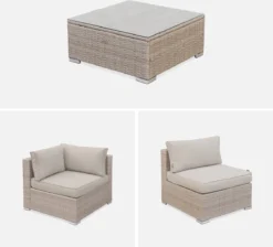 Alice's Garden Loungeset Napoli - 5 Plaatsen - Wicker - 6 Elementen - Beige/Beige -Tuinmeubelen 1200x1088