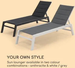 Blumfeldt Renazzo Lounge Ligstoel - Ligbed Voor De Tuin - Aluminium Tuinstoel - 6 Standen - Waterafstotend - Bekleding Van 70 % Pvc En 30 % Polyetheen - Zwart -Tuinmeubelen 1200x1089 1