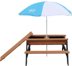AXI Nick Zand & Water Picknicktafel In Antraciet/Bruin - Parasol Blauw/Wit - Picknick Tafel Voor Kinderen Van Hout -Tuinmeubelen 1200x1089 3